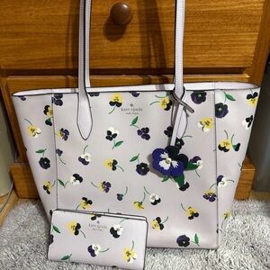 Kate Spade New York Dana Pansy Toss Tote and Wallet